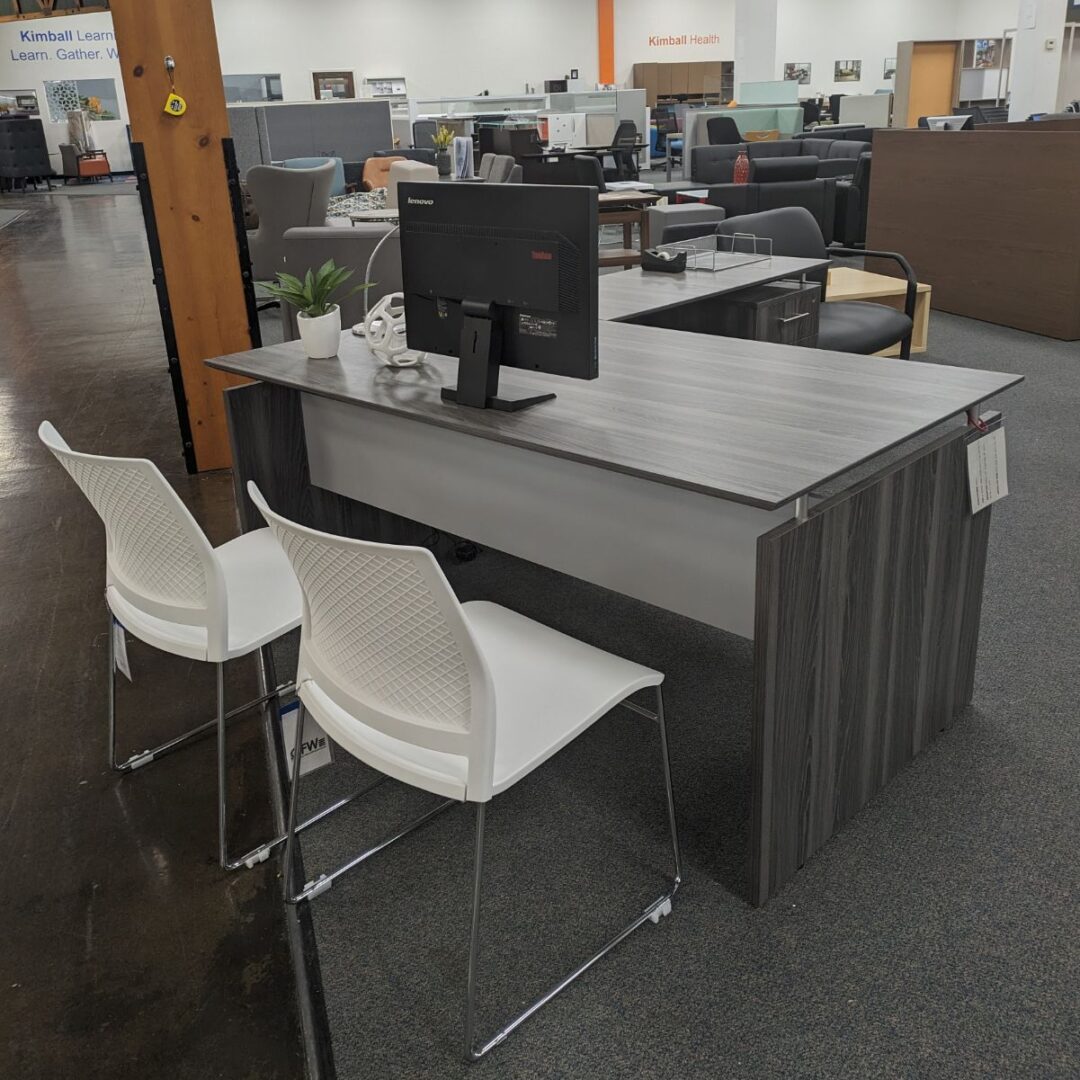 Safco Medina L-shape Desk with mobile BBF pedestal