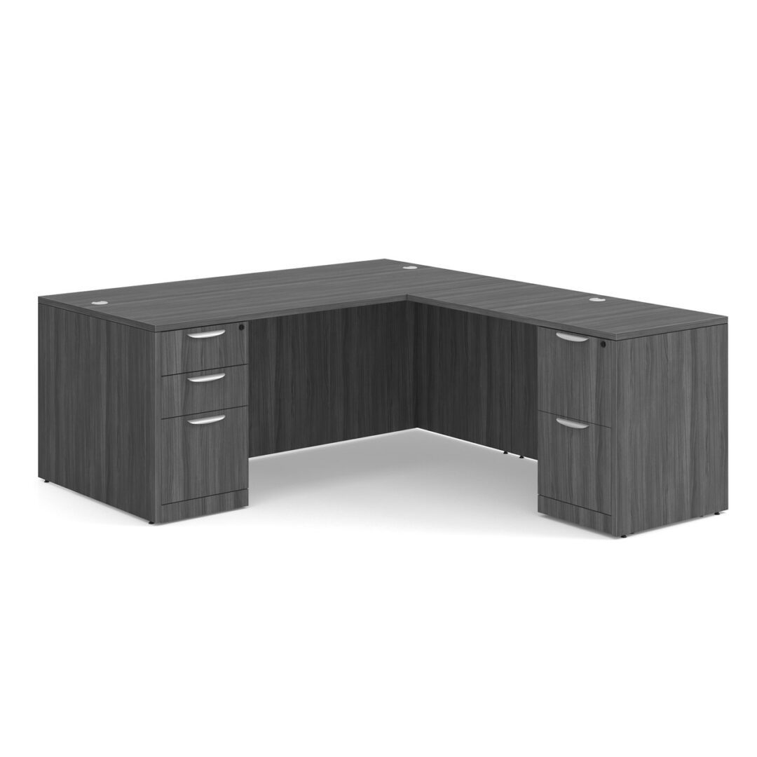 office source laminate 6′ by 7′ l-shape with support peds