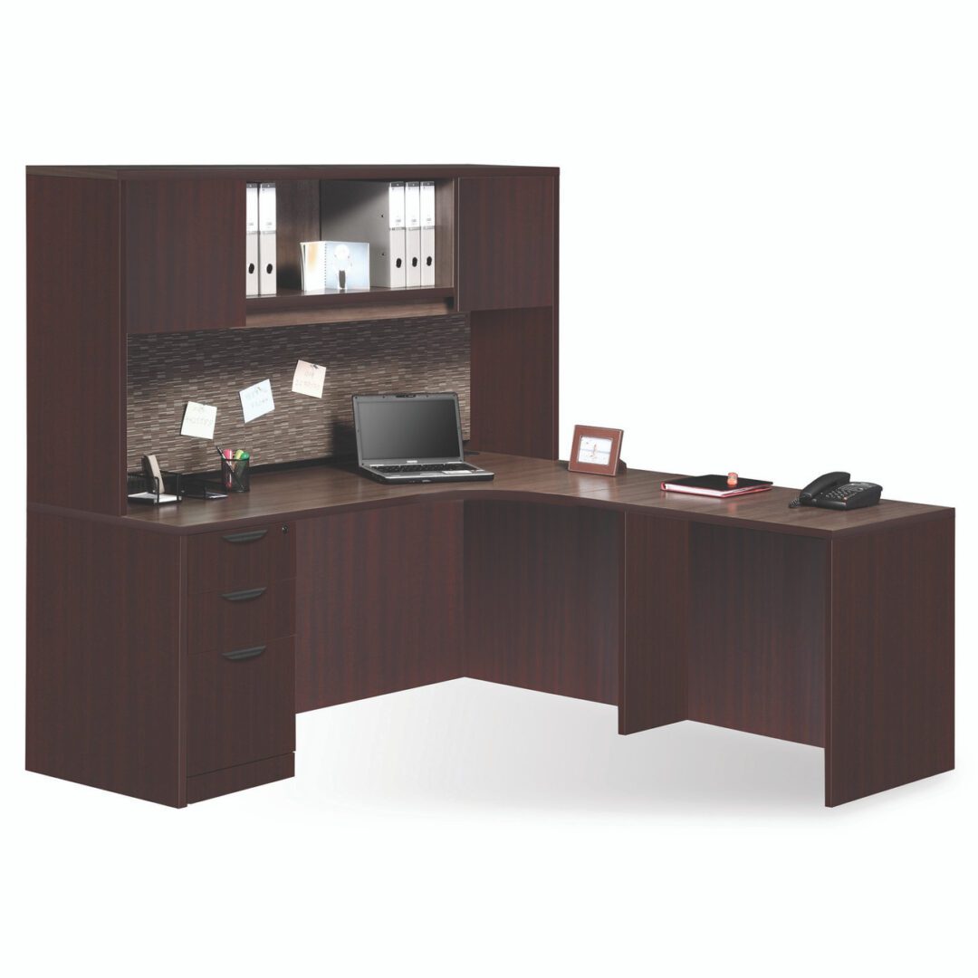 office source 6′ by 5’6″ l-shape with half-open hutch