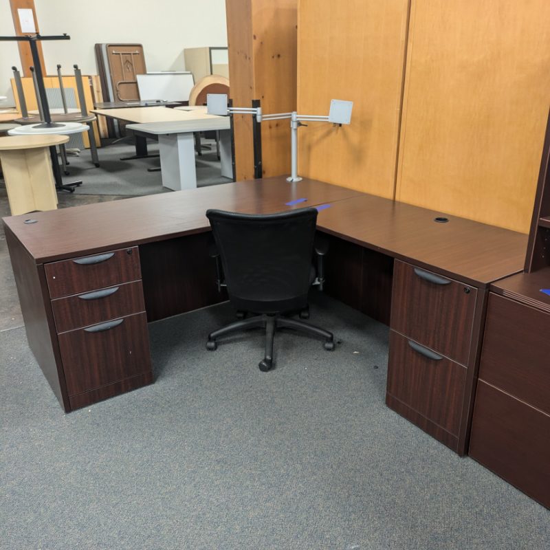 Used 72" by 78" Office Source Lshape Laminate Desk Office Furniture