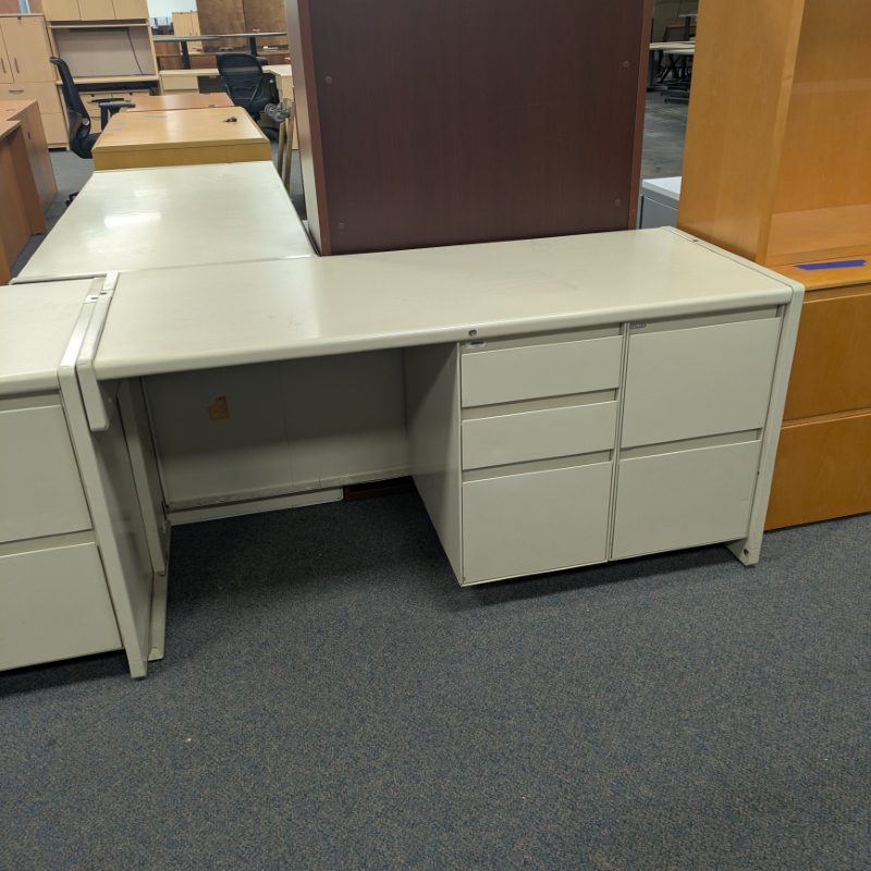 used 60″ by 25″ straight metal desk
